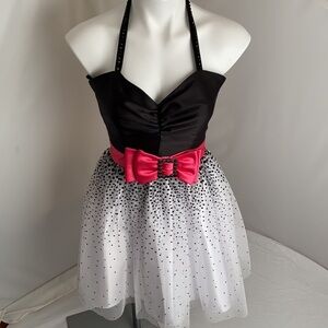 Jessica McClintock multicolor black white pink two tone fit and flare dress